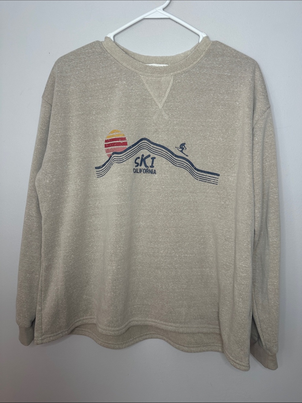 Ski California Graphic Crewneck Sweater - Beige size L